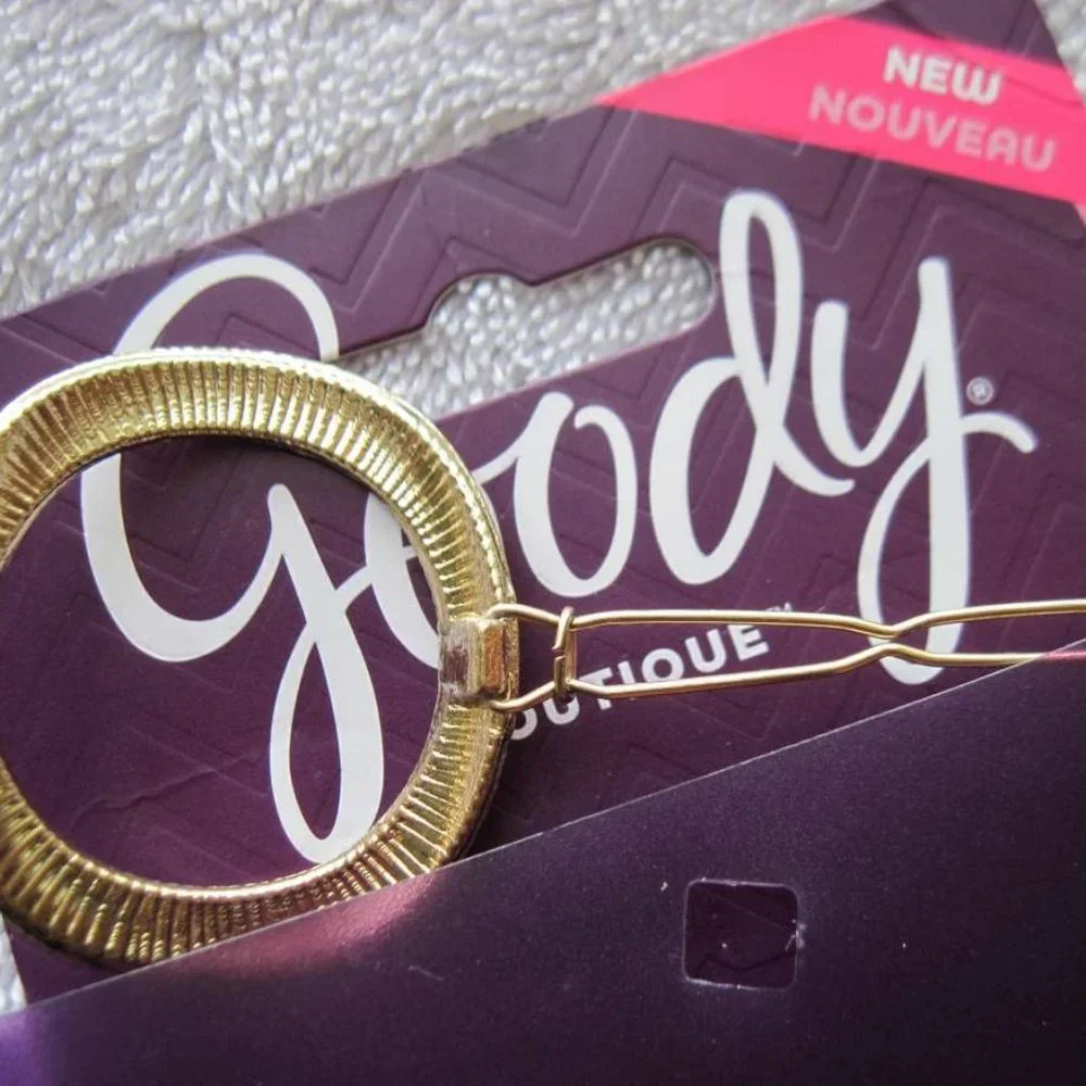 2 Goody Boutique Oval Textured Metal Hair Barrettes Secure Back Clips Stay Tight